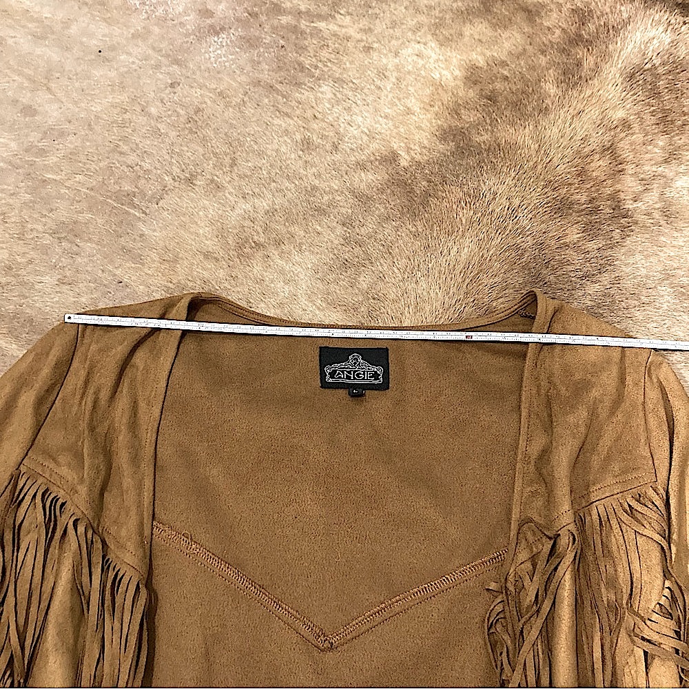 Angie Brown Suede Fringe Cardigan - Picture 4 of 8